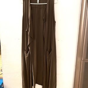 Olive long length vest